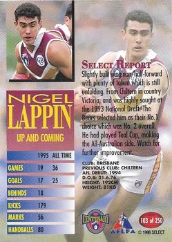 1996 Select AFL #103 Nigel Lappin Back